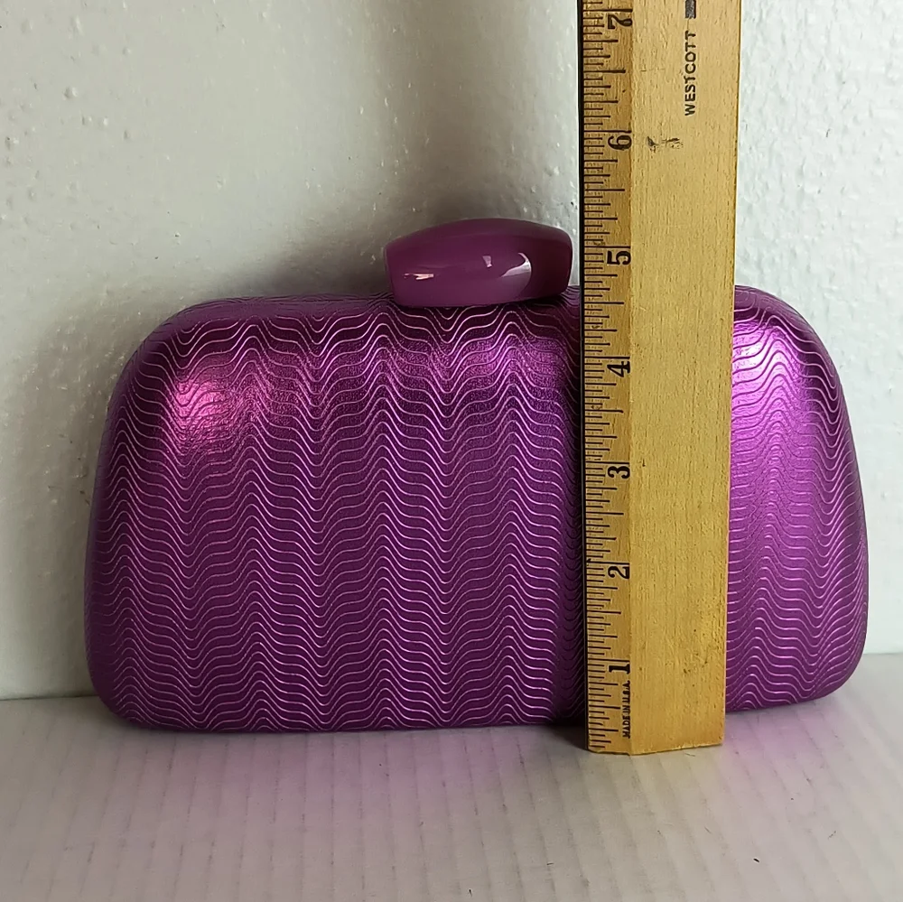 Exquisite Abstract Wave Pattern Evening Clutch Bag Purple Metal Strap